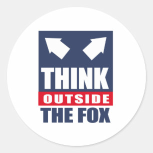 Pegatina Redonda Piense fuera del zorro