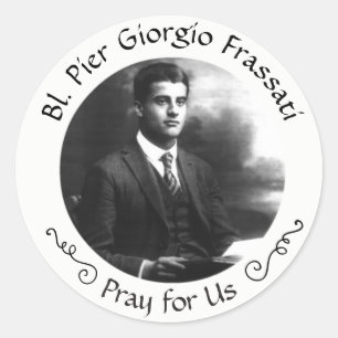 Pegatina Redonda Pier Giorgio Frassati bendecido