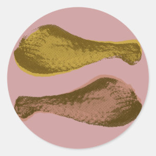 Pegatina Redonda Piernas de pollo fritas