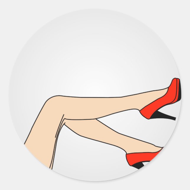 Pegatina Redonda Piernas de una mujer con tacones rojos (Anverso)