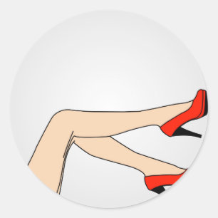 Pegatina Redonda Piernas de una mujer con tacones rojos