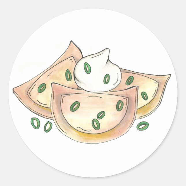 Pegatina Redonda Pierogías Cocina Polaca Papa Dumplings Foodie (Anverso)