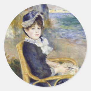 Pegatina Redonda Pierre-Auguste Renoir - En la orilla del mar