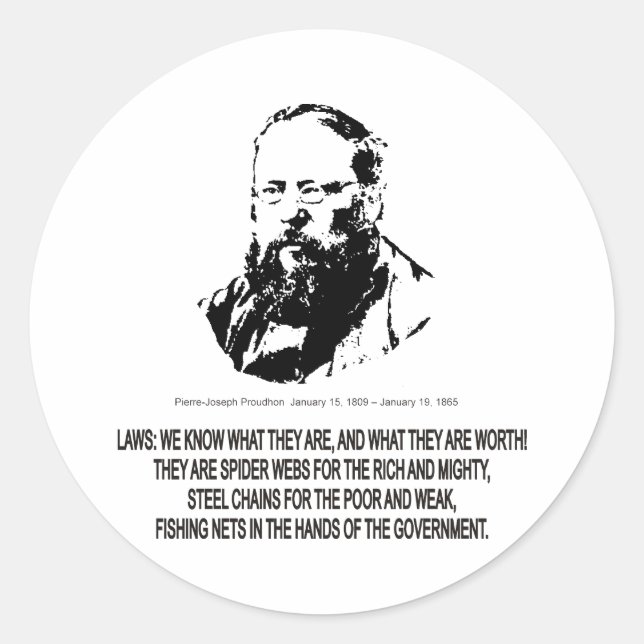 Pegatina Redonda Pierre-Joseph Proudhon (Anverso)