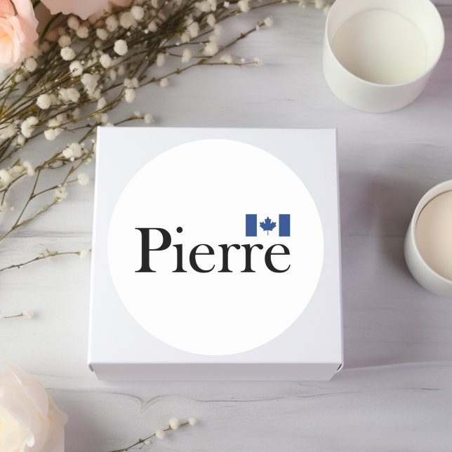 Pegatina Redonda Pierre Poilievre con bandera oficial de Canadá (Subido por el creador)
