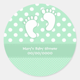 Pegatina Redonda Pies de bebé Baby Shower