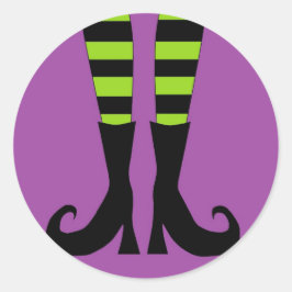 Pegatina Redonda Pies de Bruja de Halloween