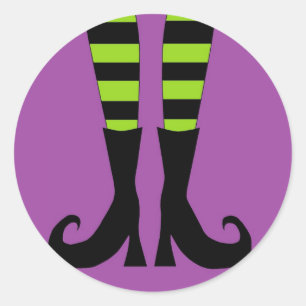 Pegatina Redonda Pies de Bruja de Halloween