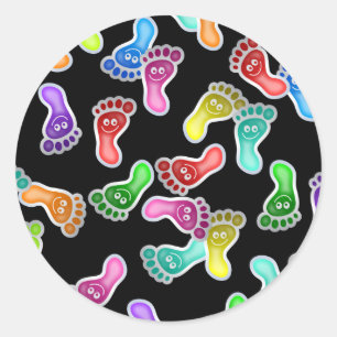 Pegatina Redonda Pies felices de papel pintado