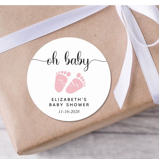 Pegatina Redonda Pies rosados lindo Bebé Chica Ducha (Subido por el creador)