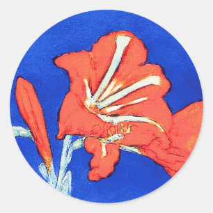 Pegatina Redonda Piet Mondrian - Pintura floral de arte fino Amaryl