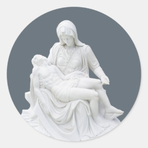 Pegatina Redonda Pieta esculpida