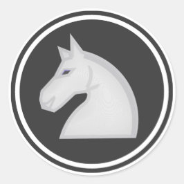 Pegatina Redonda Pieza de ajedrez de caballero blanco