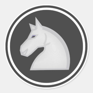 Pegatina Redonda Pieza de ajedrez de caballero blanco