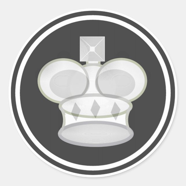 Pegatina Redonda Pieza de ajedrez de White King (Anverso)