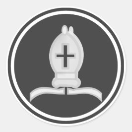 Pegatina Redonda Pieza de ajedrez del obispo blanco