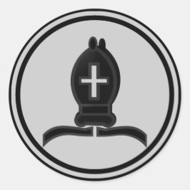 Pegatina Redonda Pieza de ajedrez del obispo negro