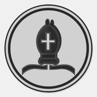 Pegatina Redonda Pieza de ajedrez del obispo negro