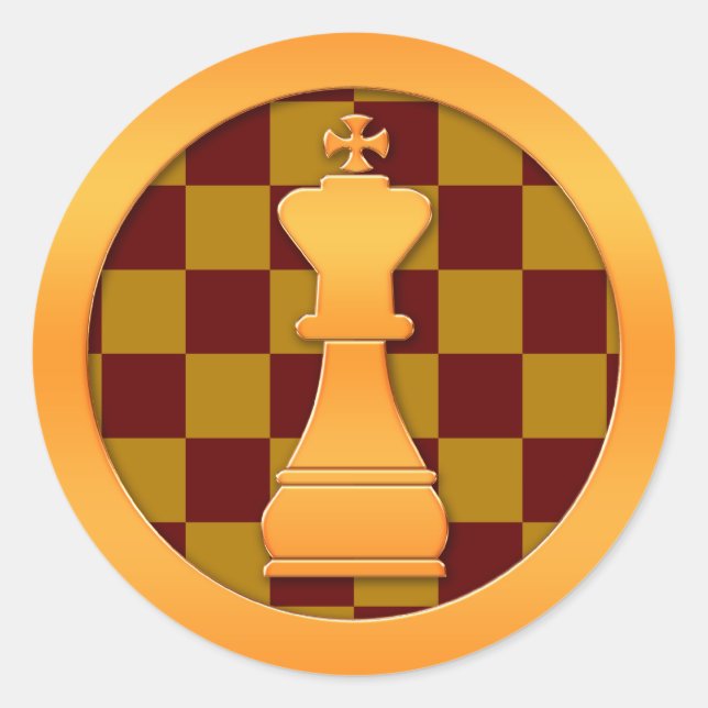 Pegatina Redonda Pieza de ajedrez Gold King (Anverso)