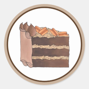 Pegatina Redonda Pieza de cumpleaños de la rebanada de chocolate al
