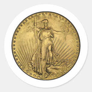PEGATINA REDONDA PIEZA DE ORO DE $20