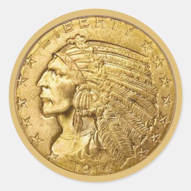 Pegatina Redonda Pieza de oro de EE. UU. (Anverso)