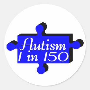 Pegatina Redonda Pieza de rompecabezas del autismo azul
