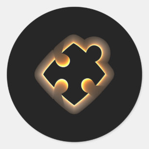 Pegatina Redonda Pieza de rompecabezas del eclipse solar total 2024