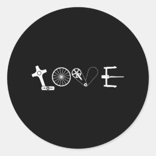 Pegatina Redonda Piezas de bicicleta adoran la bicicleta