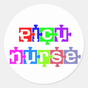 PEGATINA REDONDA PIEZAS DE PICU NURSE PUZZLE