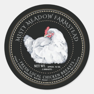 Pegatina Redonda Piezas de pollo locales etiquetan el mercado de gr