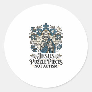 Pegatina Redonda Piezas Del Rompecabezas De Jesús No Autismo Piezas