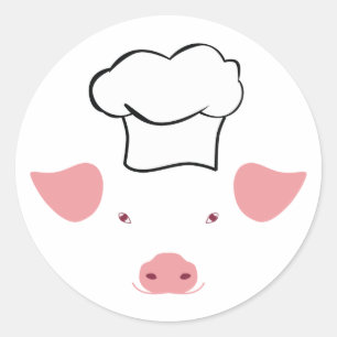 Pegatina Redonda Pig Chef