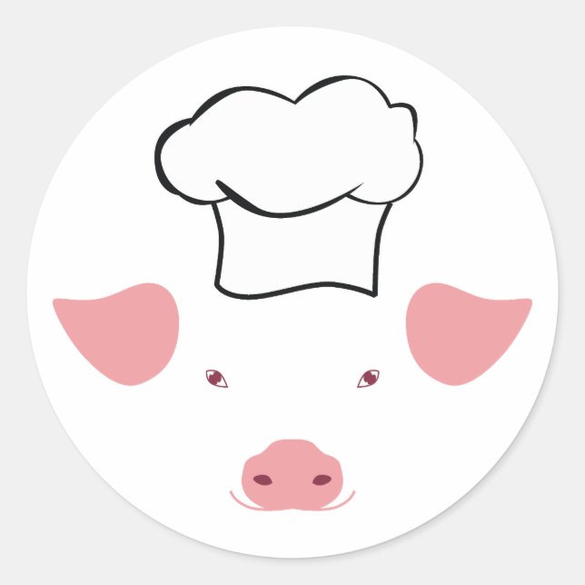 Pegatina Redonda Pig Chef (Anverso)