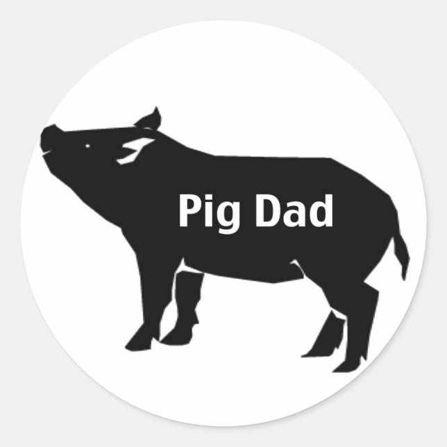 Pegatina Redonda Pig Dad (Anverso)