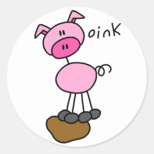 Pegatina Redonda Pig dice camisetas y regalos de Oink