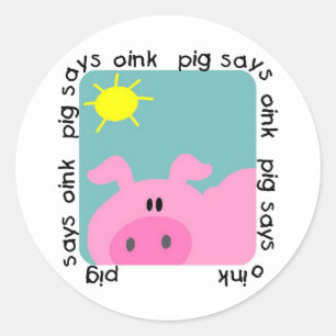 Pegatina Redonda Pig dice camisetas y regalos de Oink