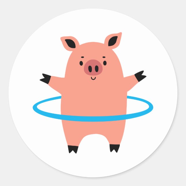 Pegatina Redonda Pig Hula Hoop (Anverso)