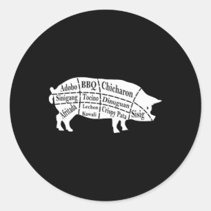 Pegatina Redonda Pig Parts Filipino Food Bbq Pinoy Adobo Funny Porc