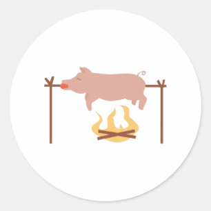 Pegatina Redonda Pig Roast