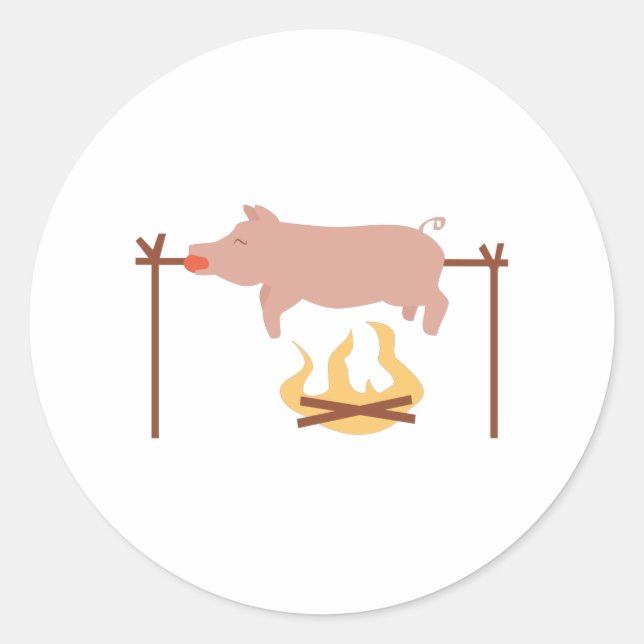 Pegatina Redonda Pig Roast (Anverso)
