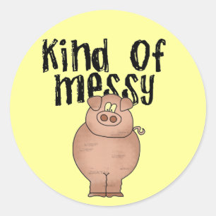 Pegatina Redonda Pig Tipo de desordenados TShirts y regalos