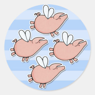 Pegatina Redonda piggies del vuelo