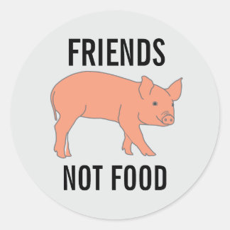 PEGATINA REDONDA PIGS FRIENDS NOT FOOD STICKERS