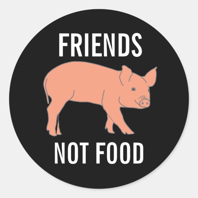 PEGATINA REDONDA PIGS FRIENDS NOT FOOD STICKERS (Anverso)