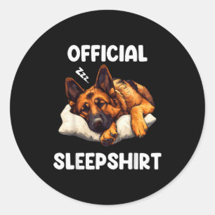 Pegatina Redonda Pijama Amante de Perro Pastor Alemán Camiseta de D