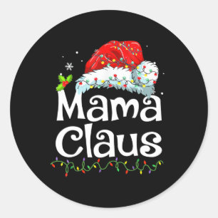 Pegatina Redonda Pijama de Navidad de Mama Claus Familia Combinació