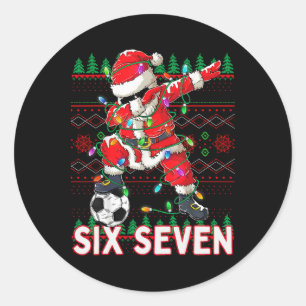 Pegatina Redonda Pijama Divertido Bruh Fútbol Santa 67 Meme Navidad