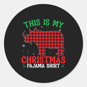 Pegatina Redonda Pijama Divertido Rinoceronte Navidad Pj Hombres Mu