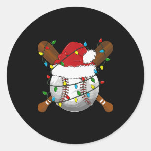Pegatina Redonda Pijamas divertidas de béisbol de Navidad para toda
